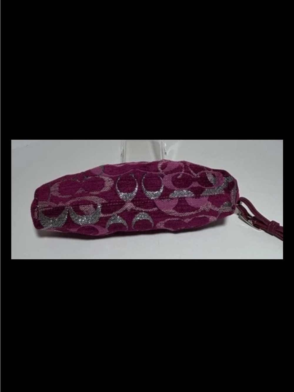 Coach Wristlet/Clutch Fuchsia Pleated Chenille, Kiss-lock Frame *VINTAGE* NWOT - Picture 3 of 11